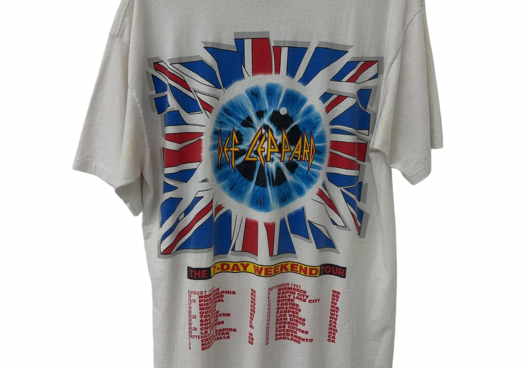 Vintage Def Leppard 1992 The 7-Day Weekend Tour Tee White