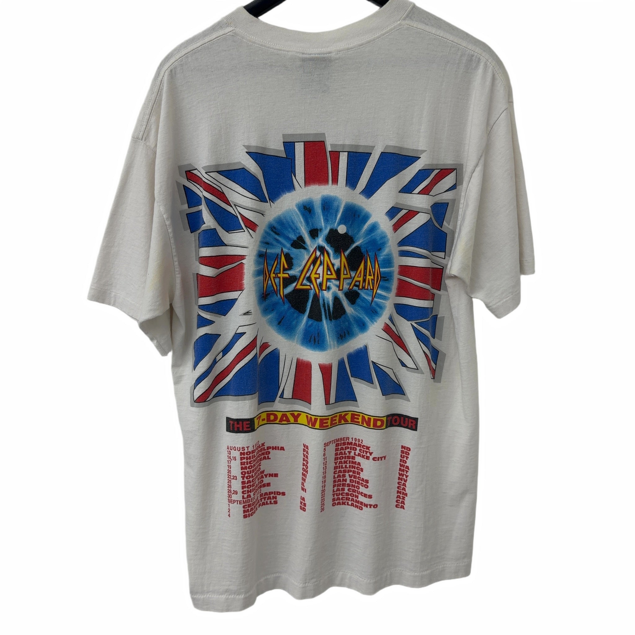 Vintage Def Leppard 1992 The 7-Day Weekend Tour Tee White