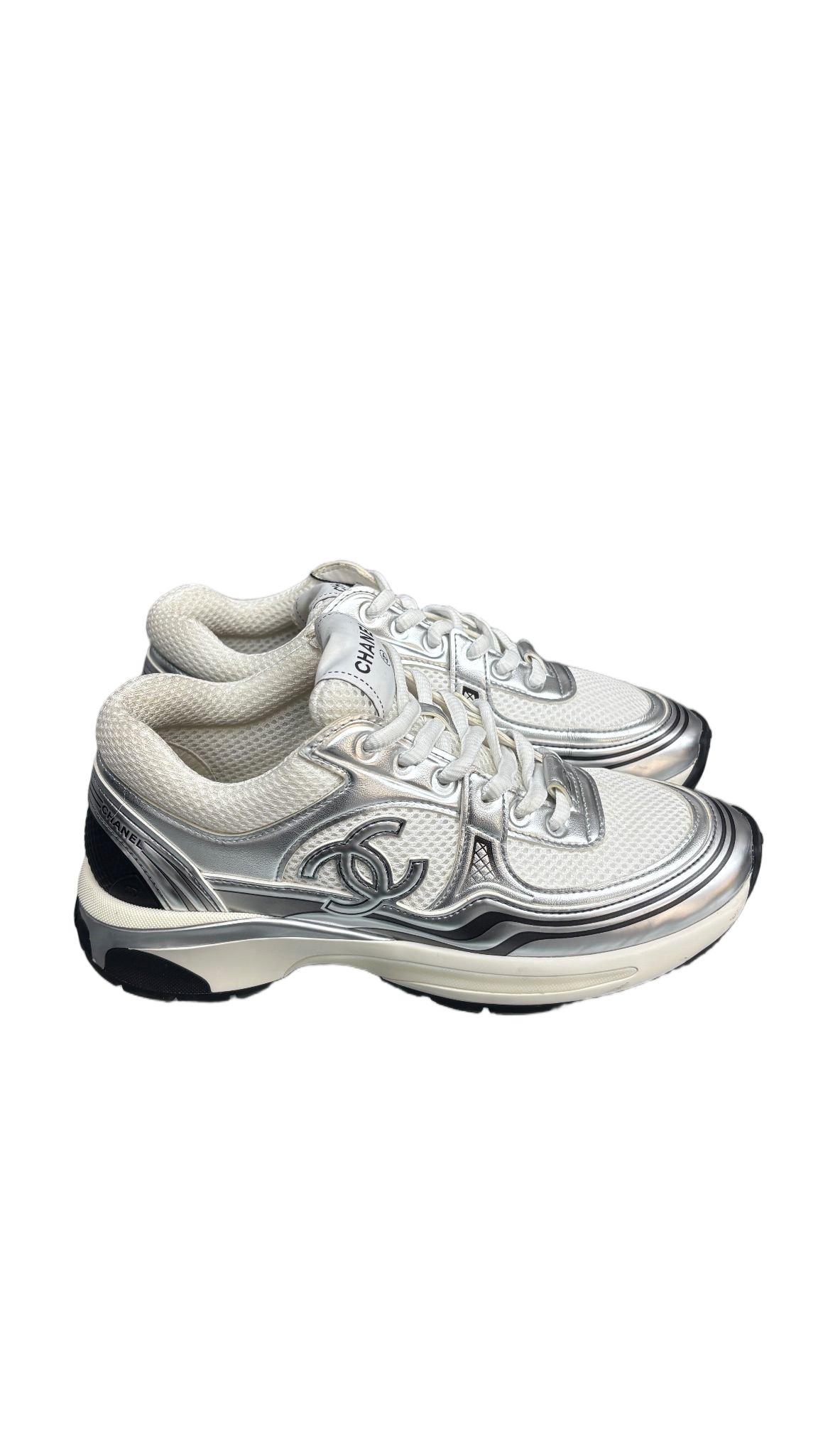 Chanel CC Runner White Silver