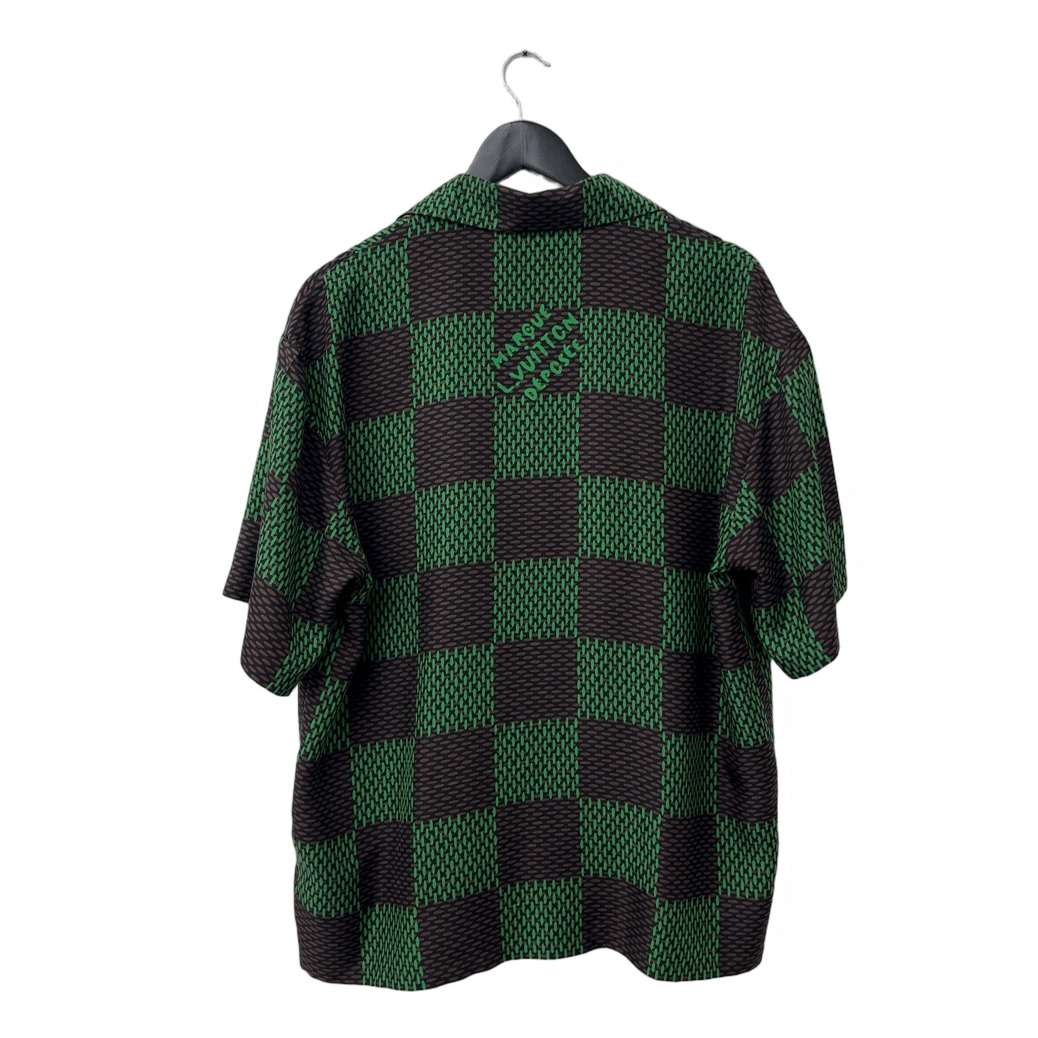 Louis Vuitton Open Collar Short-Sleeved Silk Shirt Jolly Green