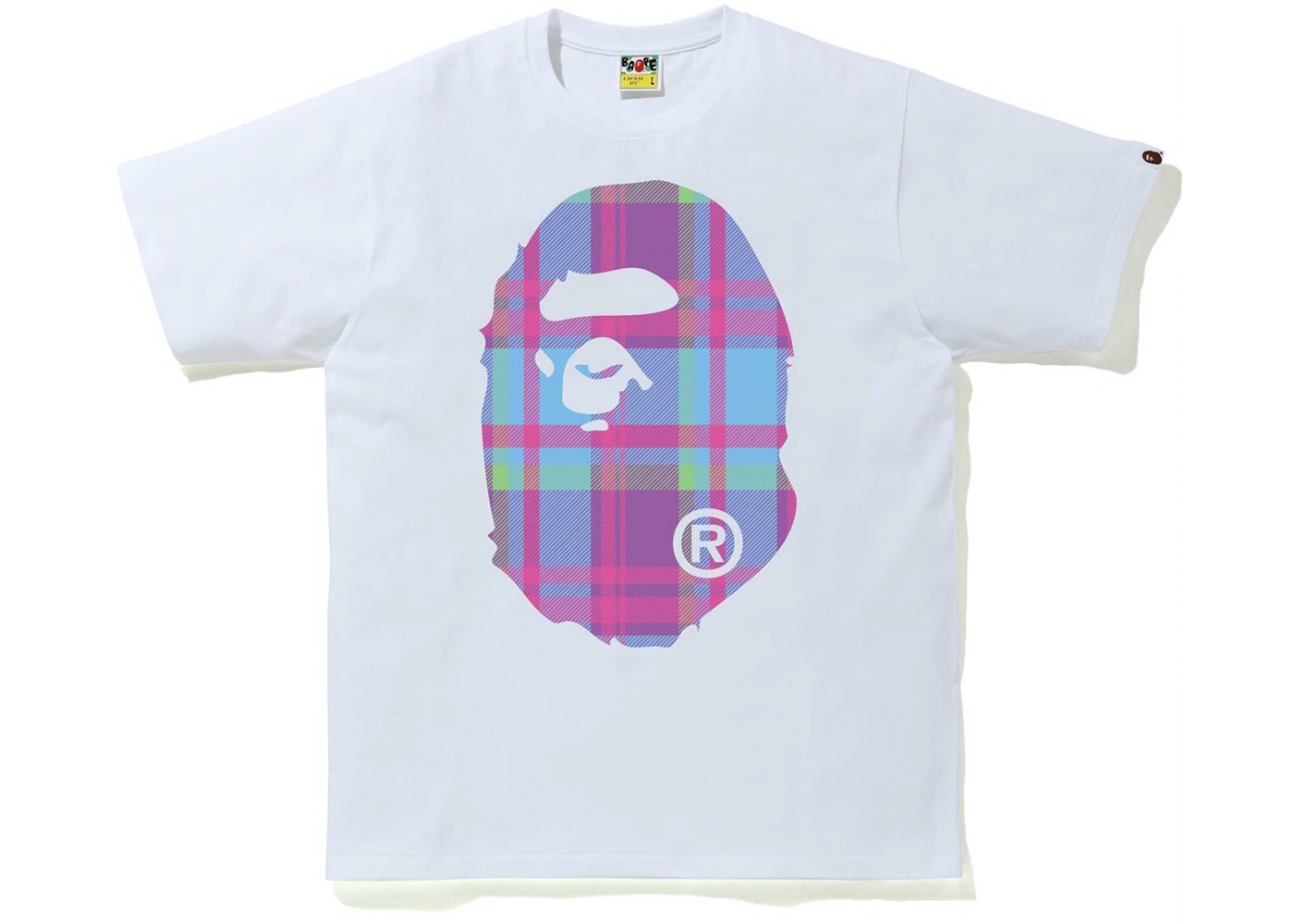 BAPE Check Big Ape Head Tee White/Purple