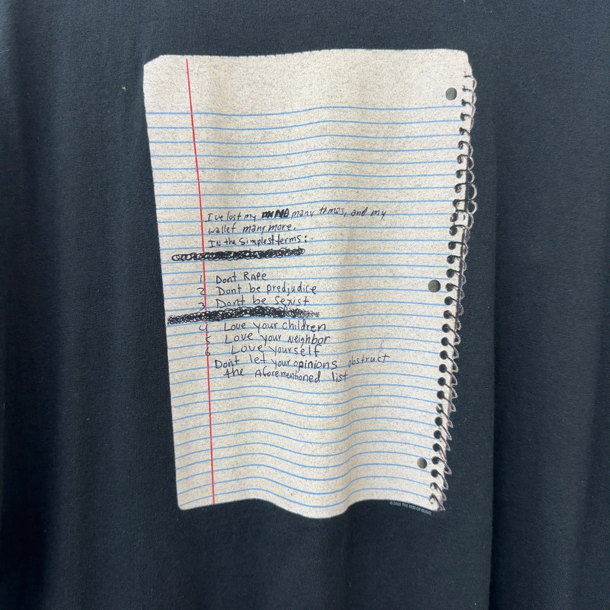 Vintage 2003 Kurt Cobain Notebook Tee