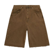 Homme Femme Studded Denim Shorts Brown