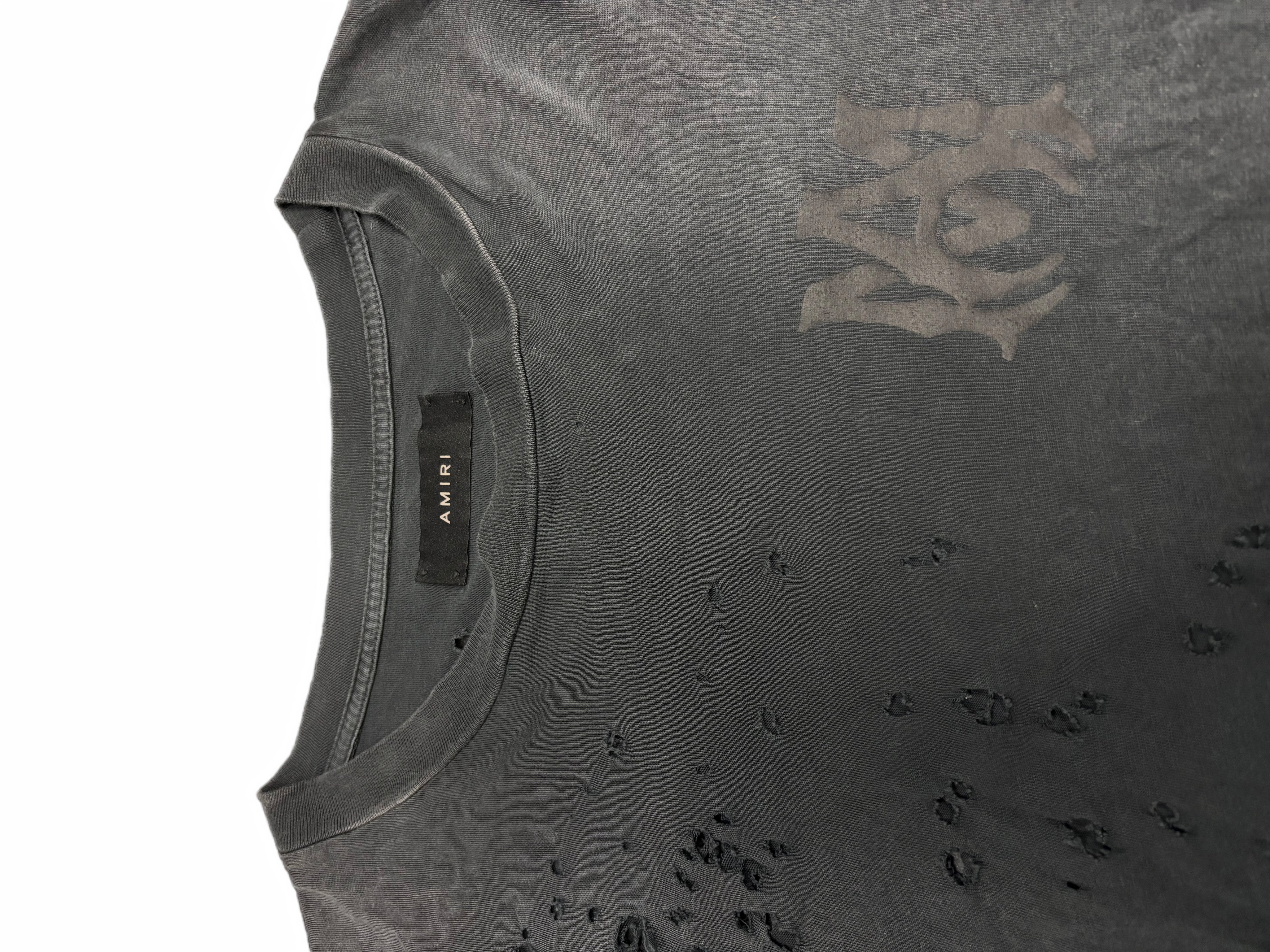 Amiri Shotgun Logo Distressed Tee Black