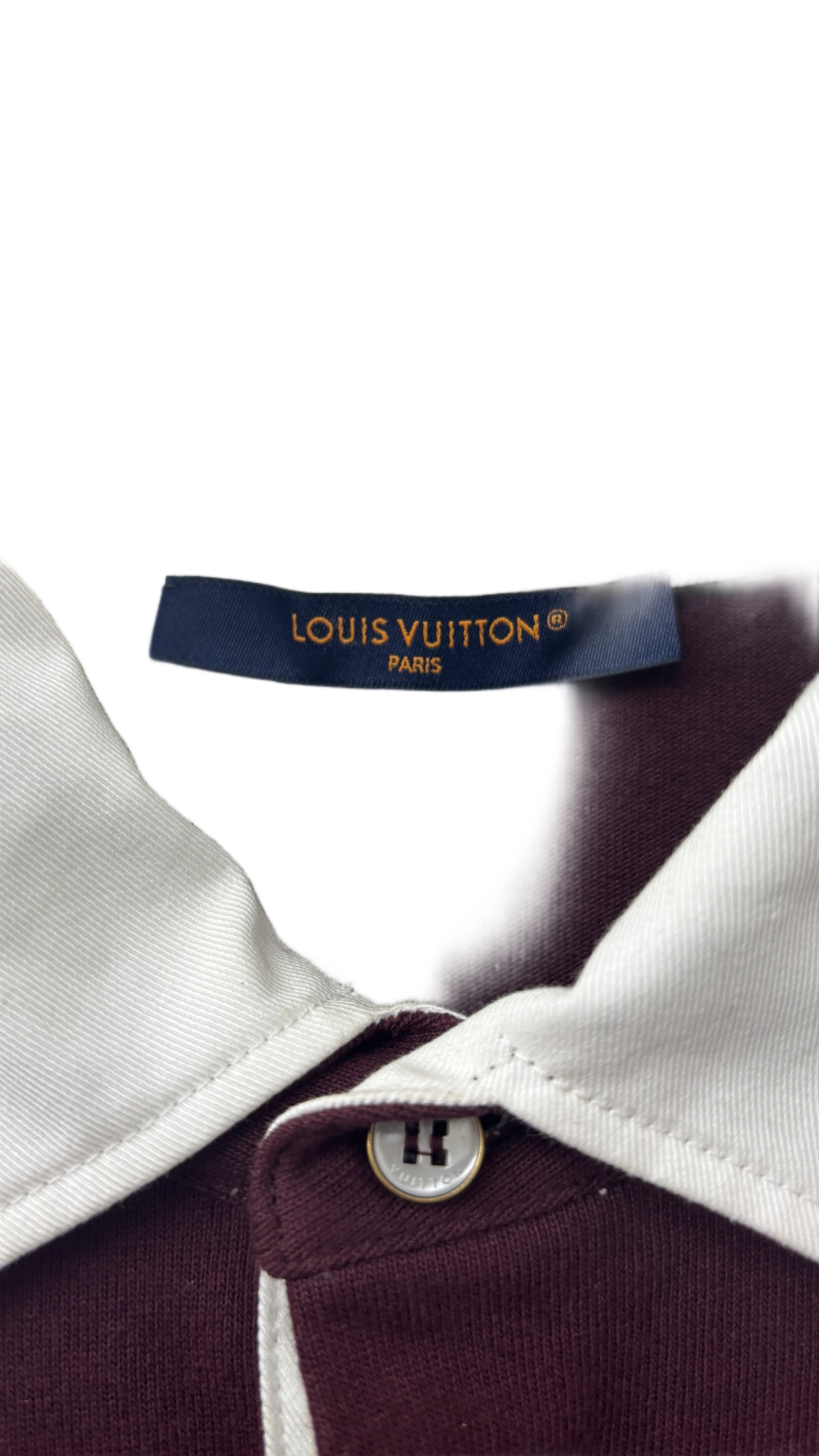 LV Damier Striped Long-Sleeved Polo Shirt