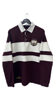 LV Damier Striped Long-Sleeved Polo Shirt