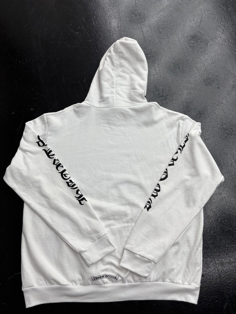 Chrome Hearts Vertical Logo Hoodie White