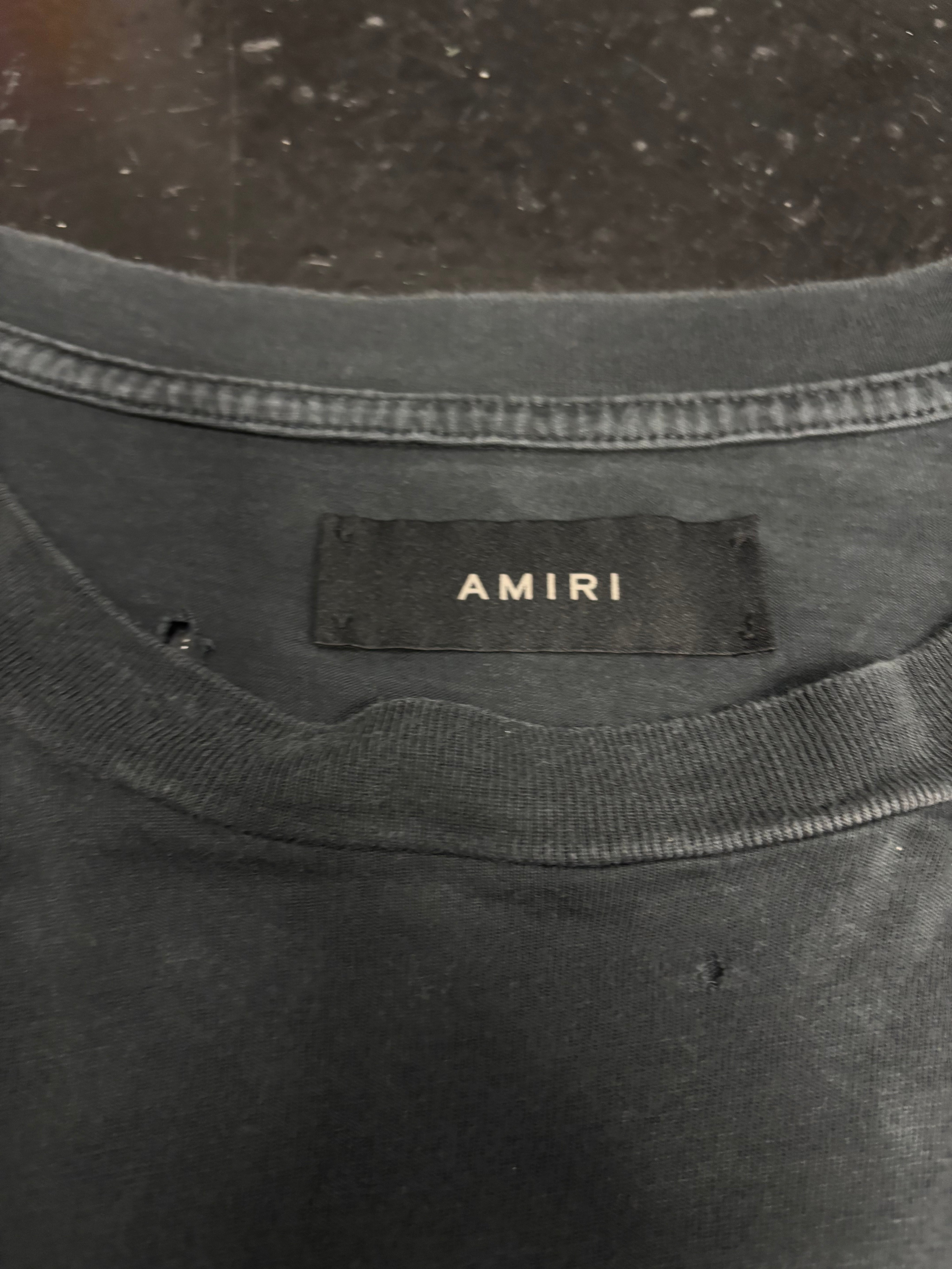 Amiri Shotgun Logo Distressed Tee Black