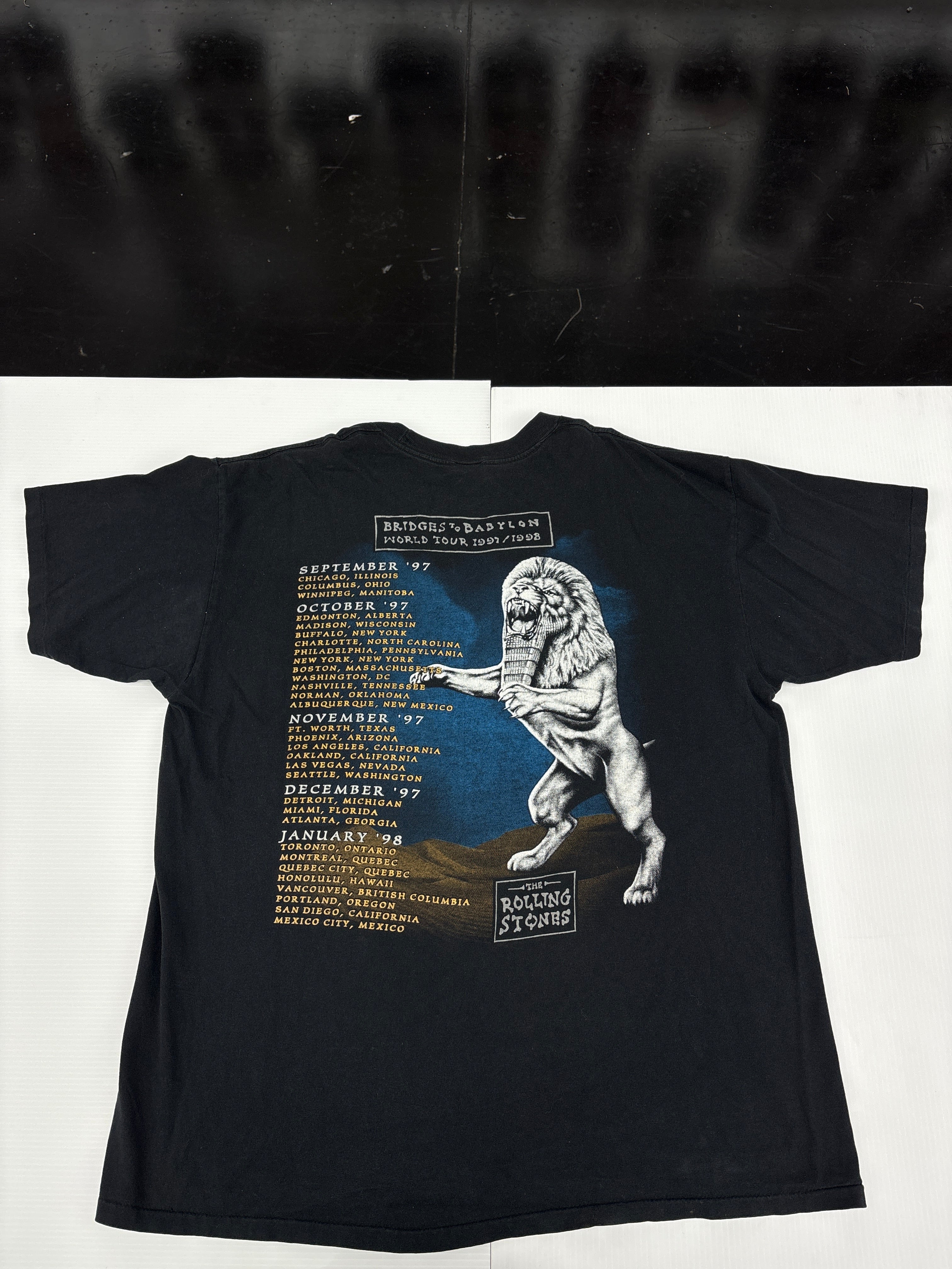 Vintage 1997 The Rolling Stones Bridges To Babylon Band Tour T-Shirt 