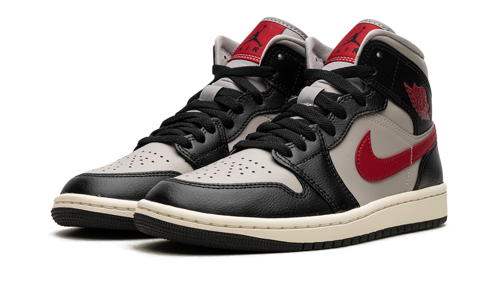 Jordan 1 Mid Black College Grey Gym Red (Women's)
