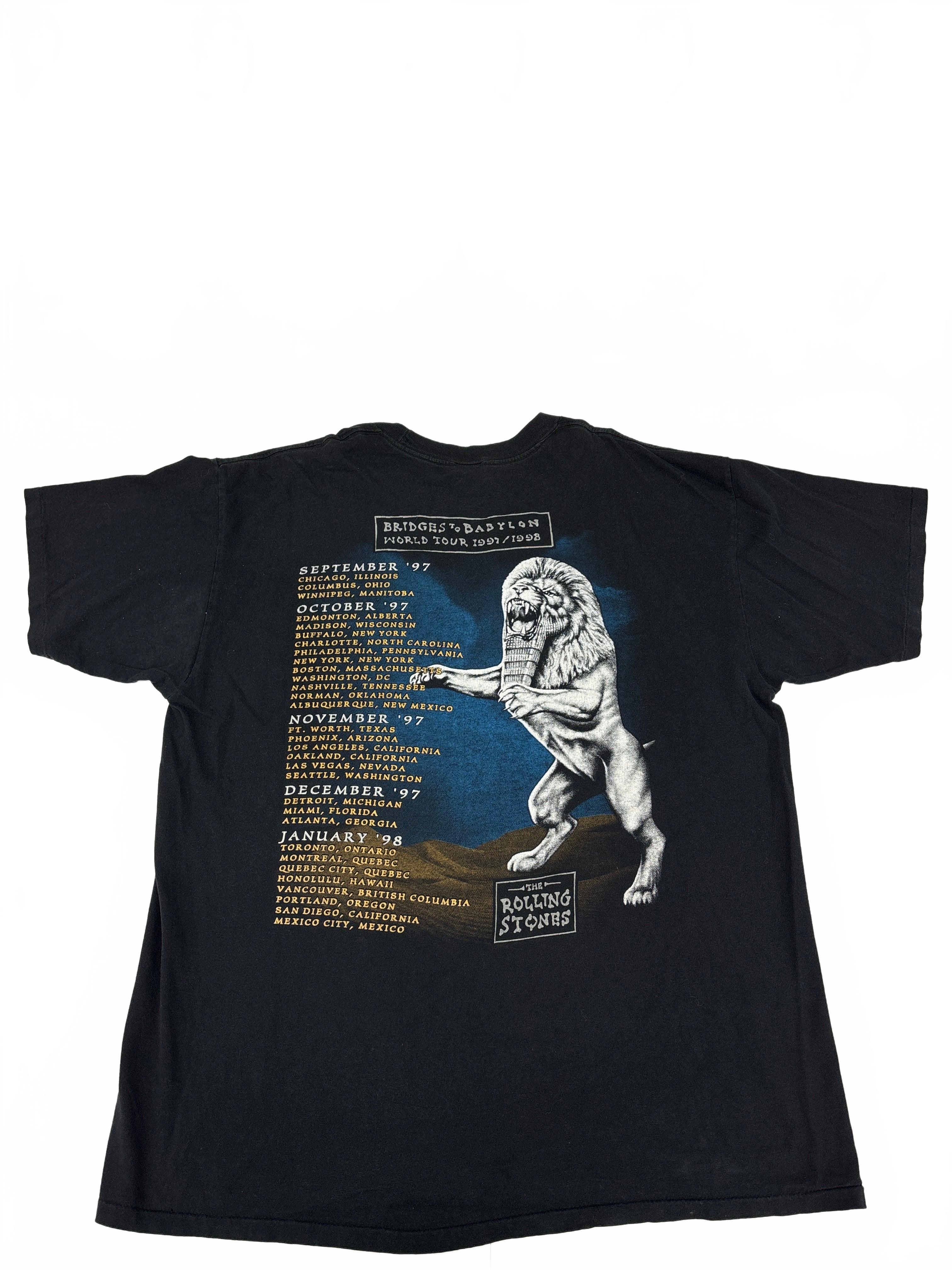 Vintage 1997 The Rolling Stones Bridges To Babylon Band Tour T-Shirt 