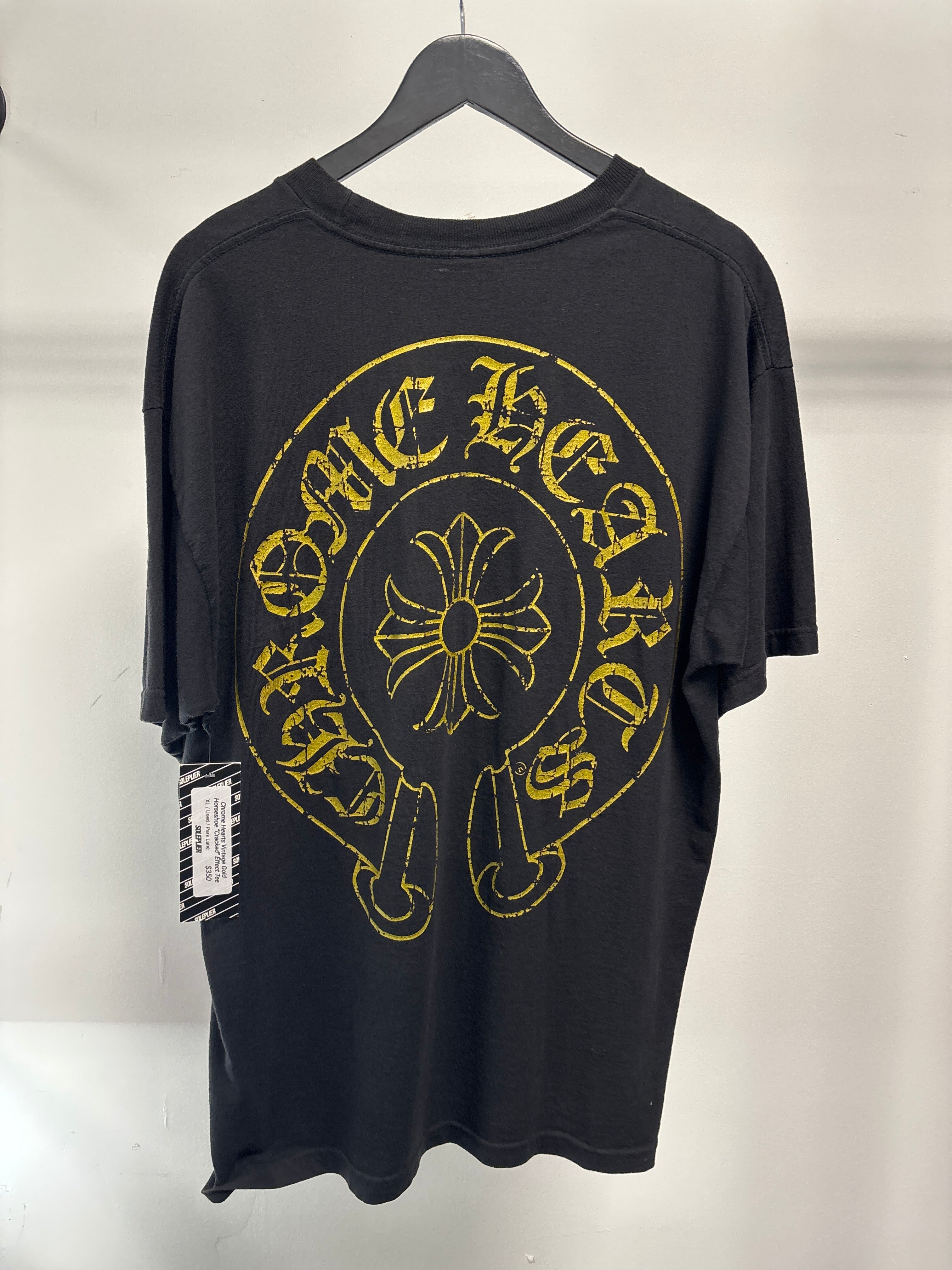 Chrome Hearts Vintage Gold Horseshoe “Cracked” Effect Tee