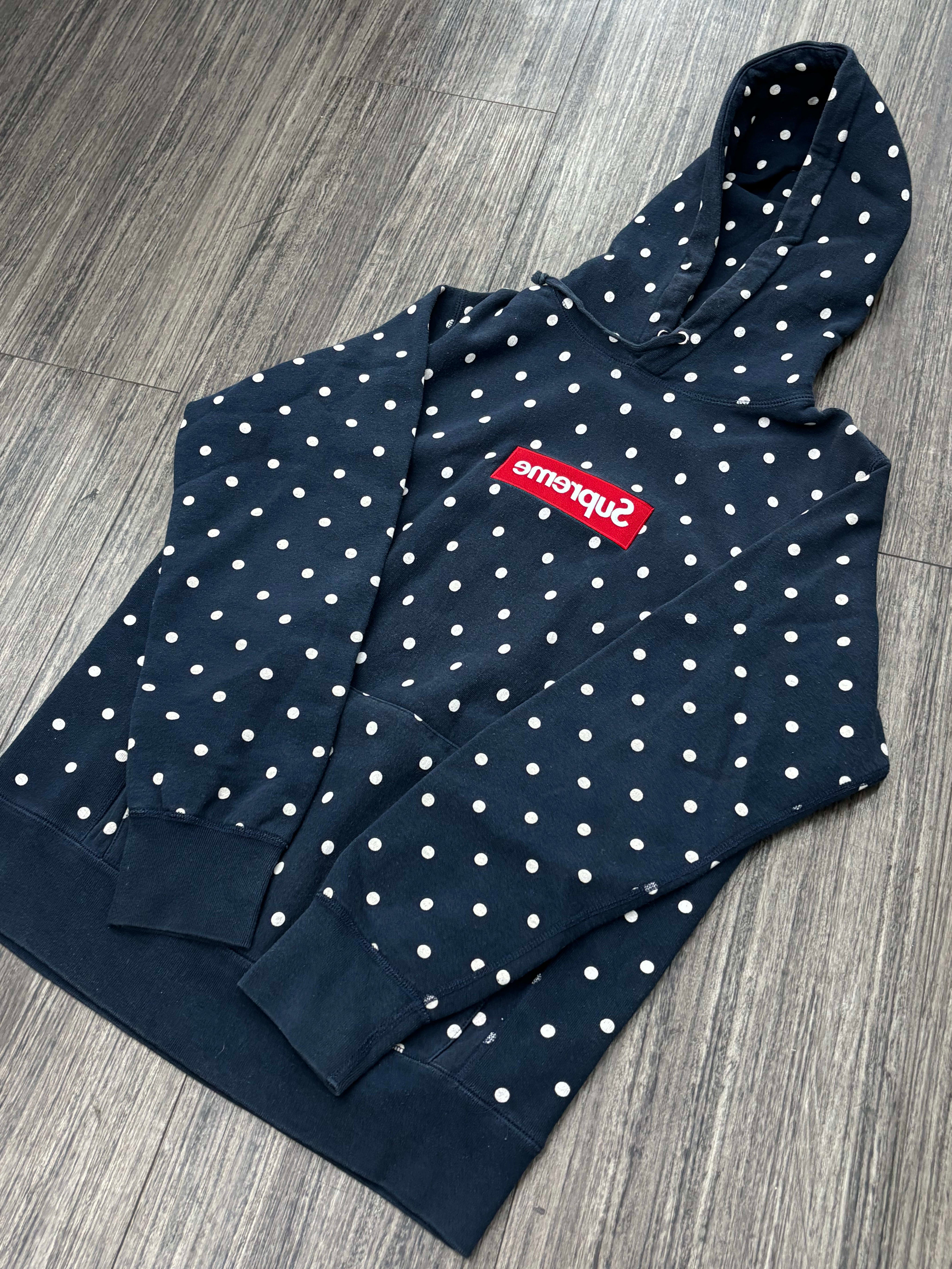 Supreme x Comme des Garçons SHIRT Polka Dot Box Logo Hooded Sweatshirt Navy