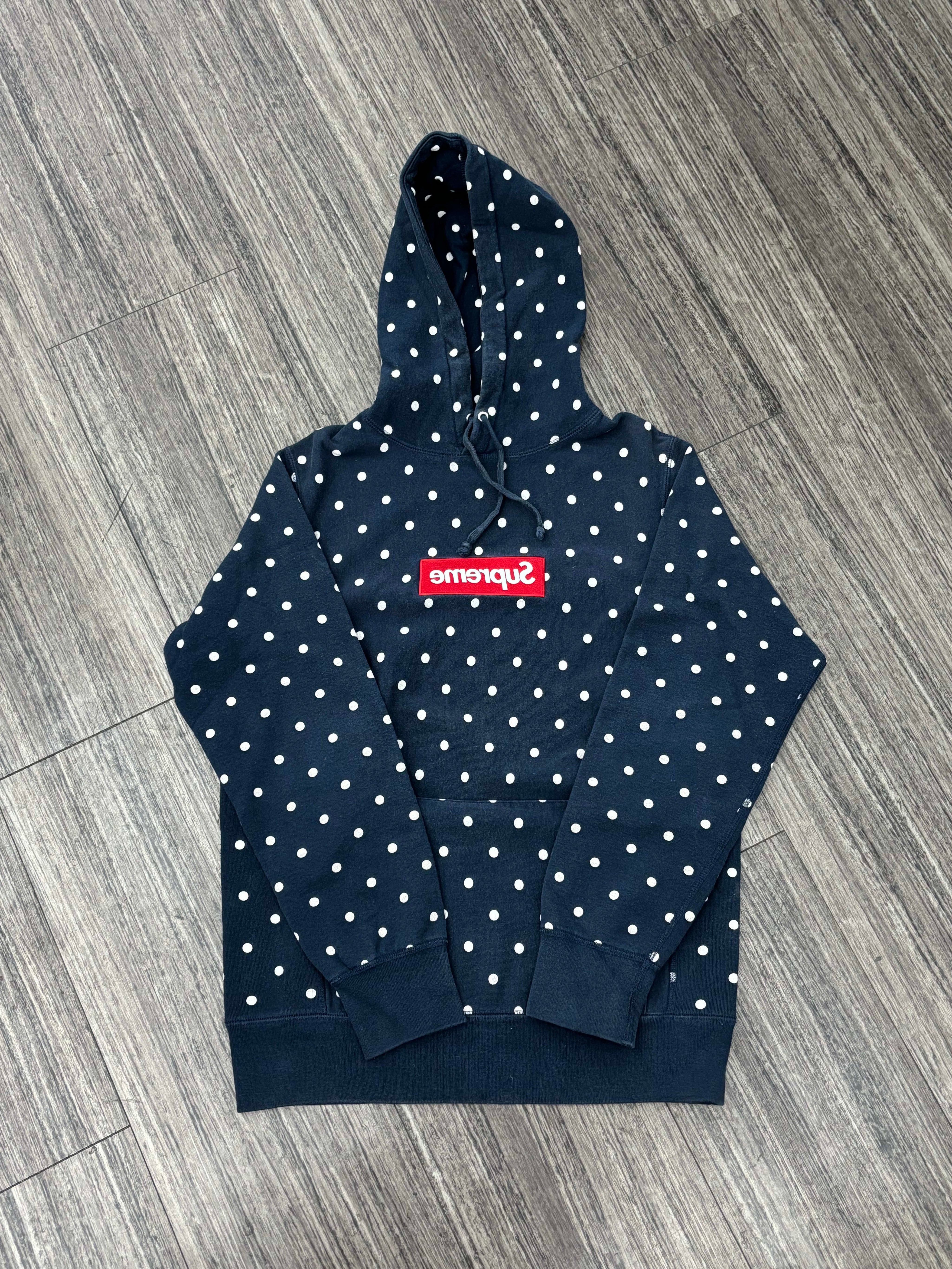 Supreme x Comme des Garçons SHIRT Polka Dot Box Logo Hooded Sweatshirt Navy