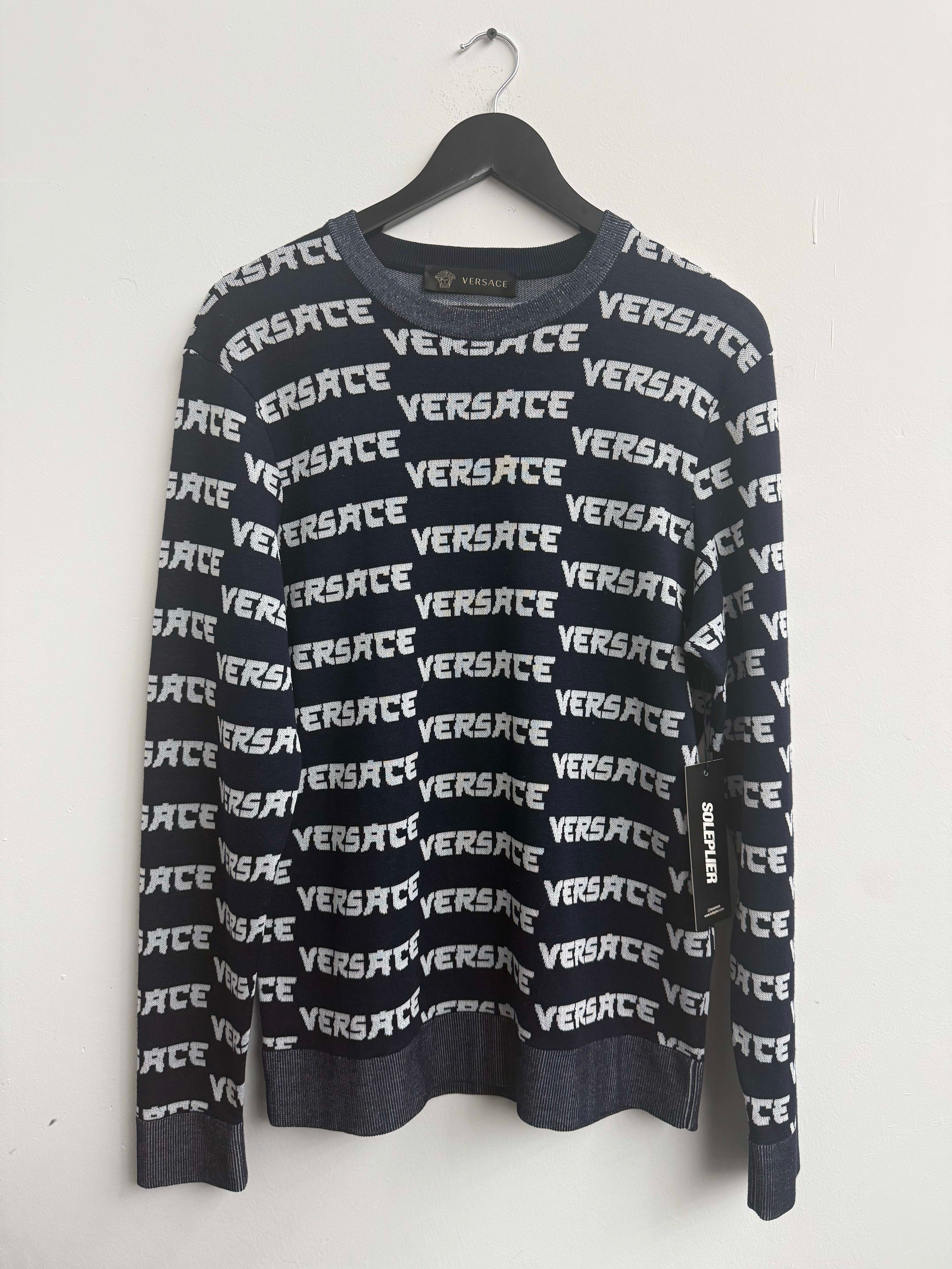 Versace Knitted All Over Logo Sweatshirt