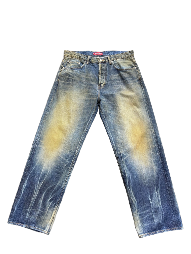 Supreme Distressed Loose Fit Selvedge Jean (SS25) Washed Indigo