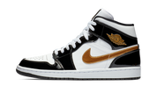 Jordan 1 Mid Patent Black White Gold