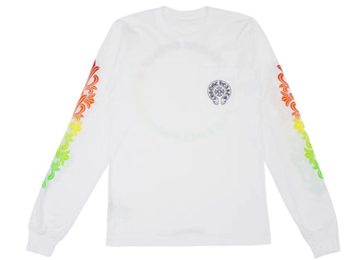 Chrome Hearts Floral Sleeve Gradient L/S T-Shirt White