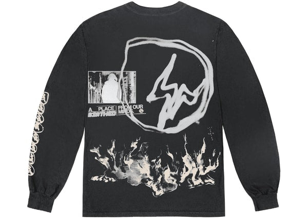 Travis Scott Cactus Jack For Fragment Logo L/S T-Shirt Washed Black