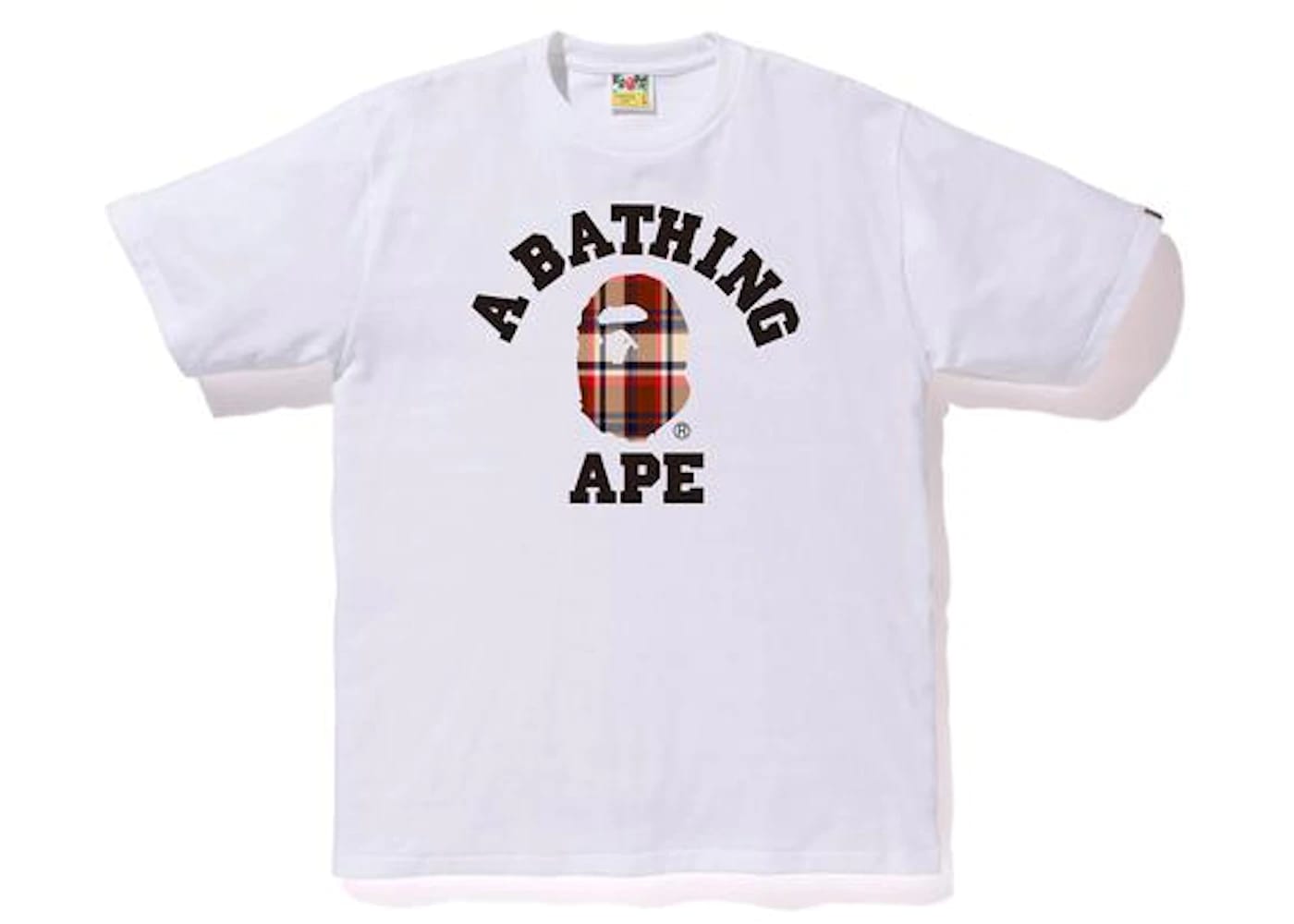 BAPE Check College Tee White/Red