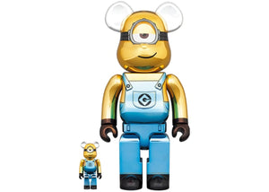 Bearbrick X Minions Stuart Chrome Ver. 100% & 400% Set