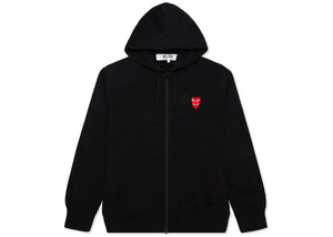 Comme Des Garcons Play Red Stacked Heart Zip Up Hoodie Black