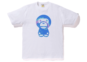 BAPE Pigment Tie Dye Big Baby Milo Tee White/Blue