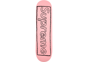 Supreme KAWS Chalk Logo Skateboard Deck Pink