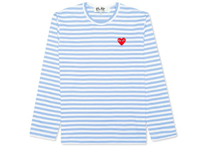 CDG Play Pastelle Striped L/S T-Shirt Blue/White