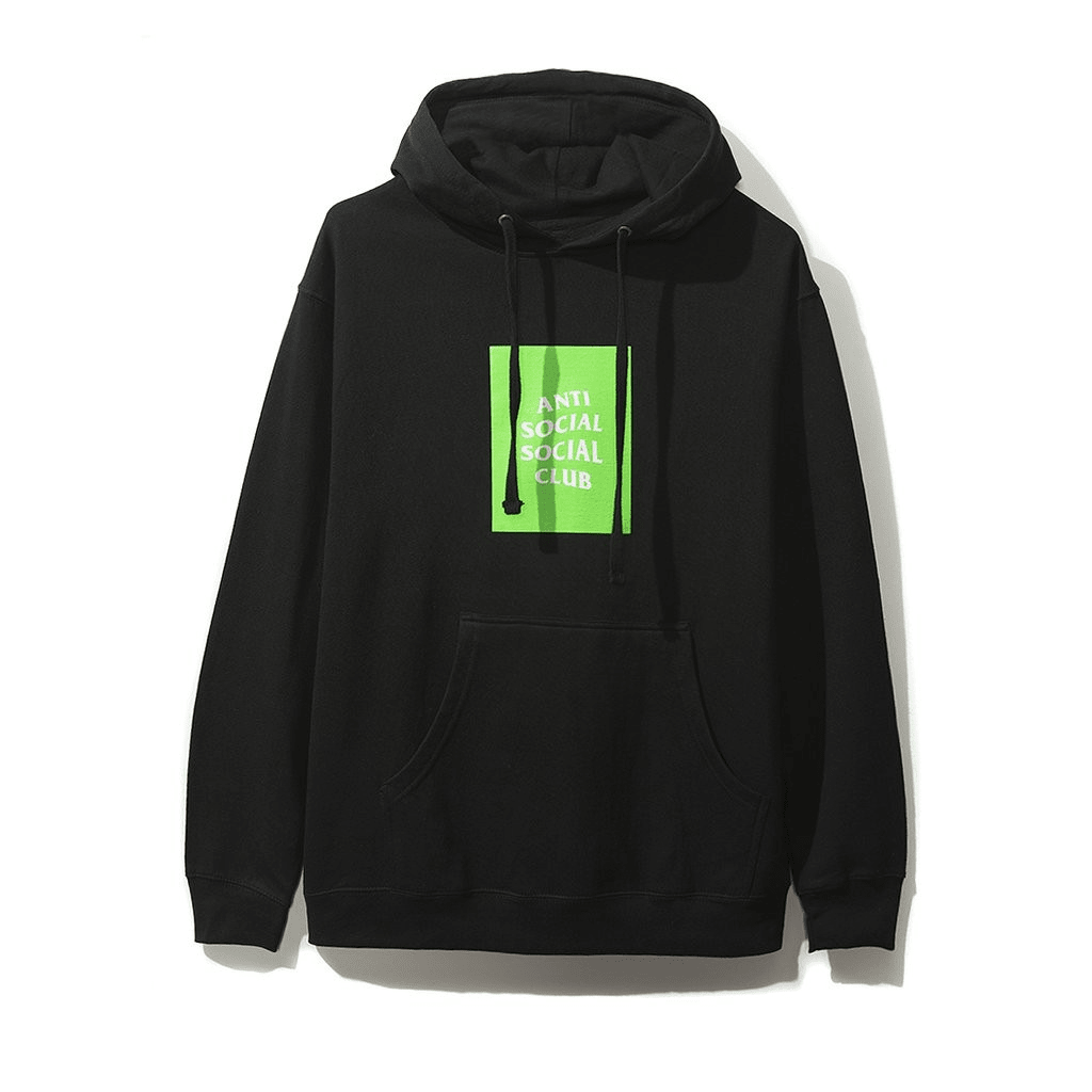 Anti Social Social Club Neon Green Box Logo Hoodie Black