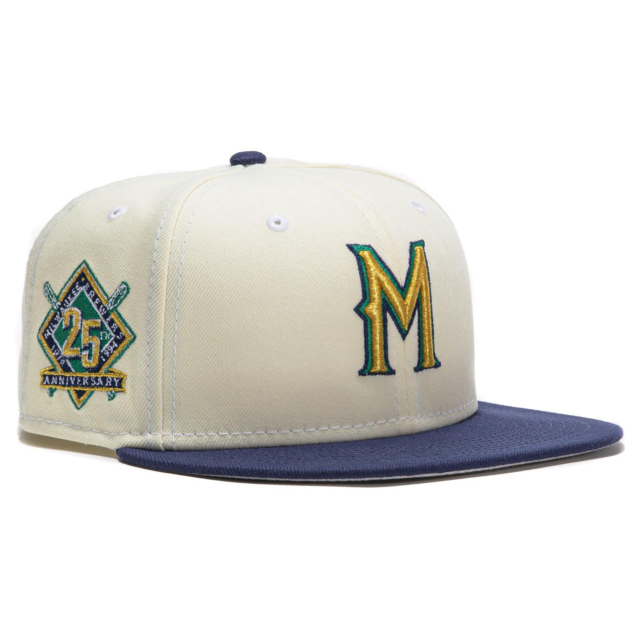 New Era Exclusive 59th White Dome Milwaukee Brewers 25th Anniversary Patch Hat