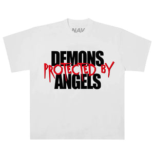 Vlone X Nav Demons Protected By Angels White Tee