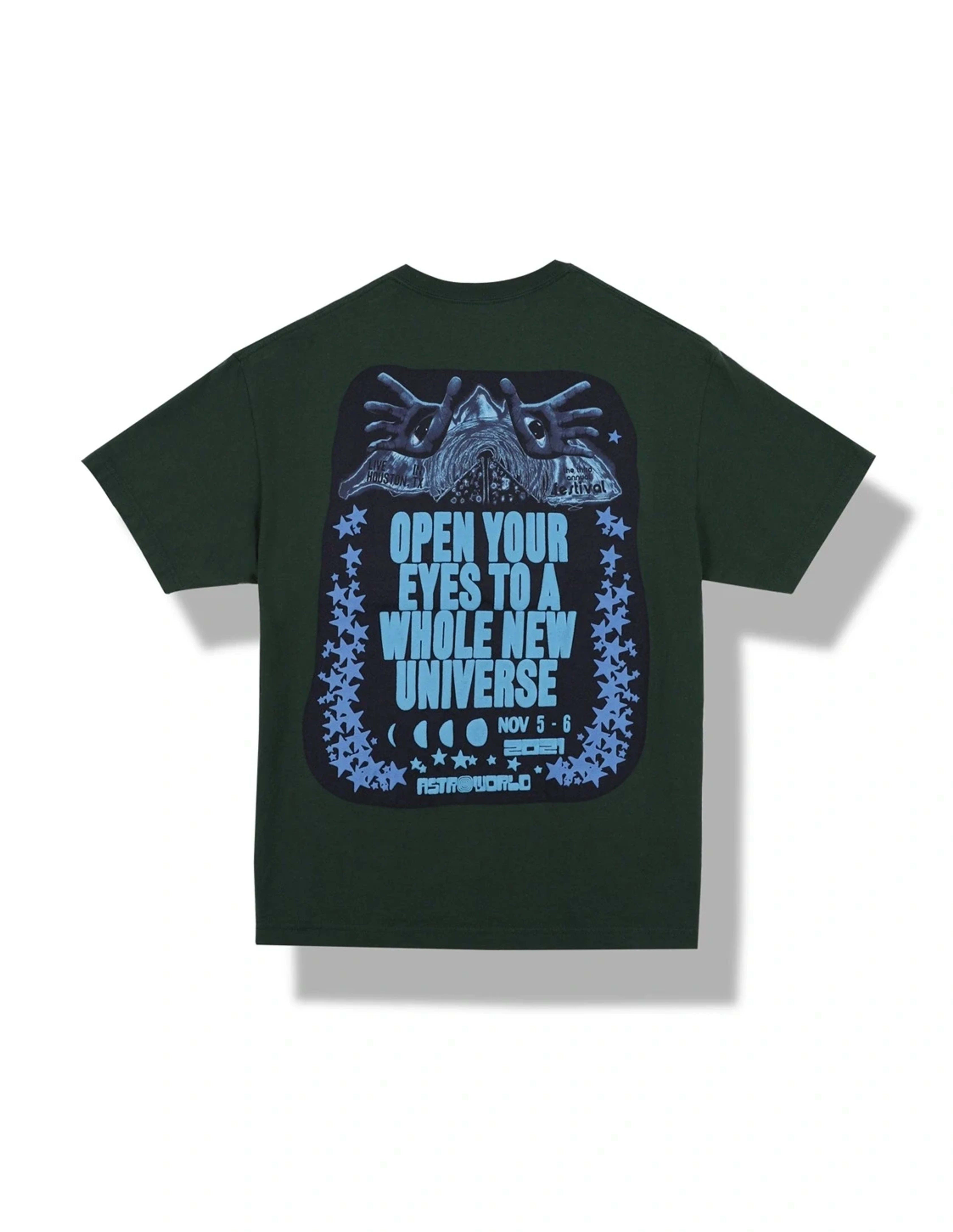 Travis Scott Astroworld Festival 2021 Open Your Eyes Tee Green