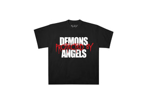 Vlone X Nav Demons Protected By Angels Black Tee
