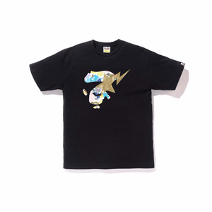 Bape Multi Camo Ape Face On Bapesta Tee Black