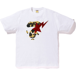Bape Multi Camo Ape Face On Bapesta Tee White/Yellow